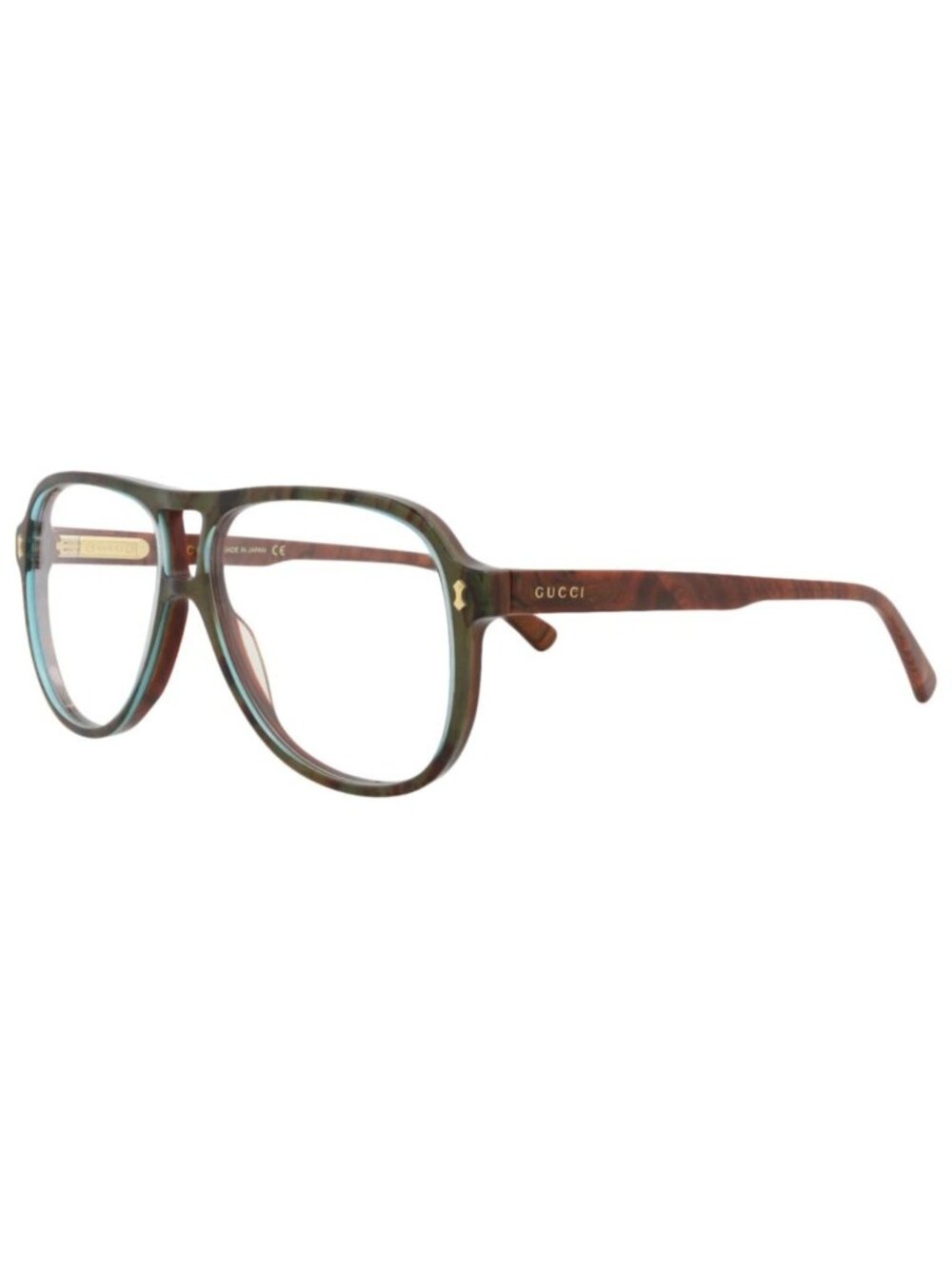 New Gucci Women's Eyeglasses Aviator Acetate Frame Mens Blue Brown Transparent